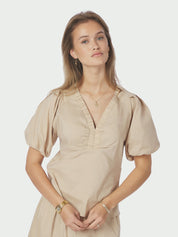 IRINA POPLIN BLOUSE 125 DARK SAND