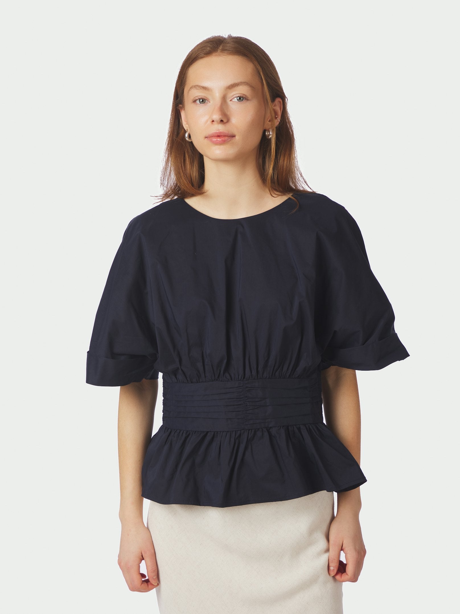 ANNEGRET POPLIN BLOUSE 141 NAVY
