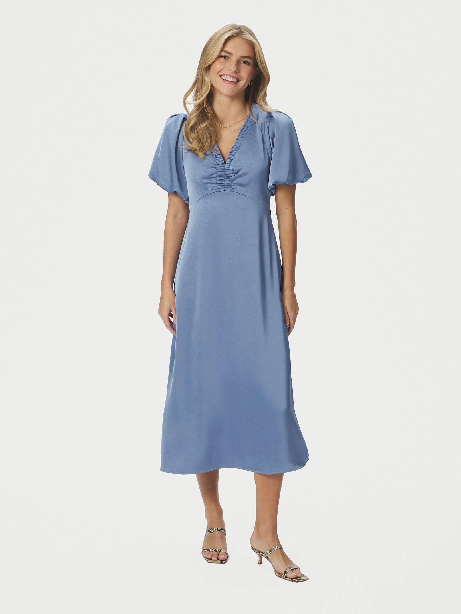 Illana Heavy Sateen Dress – 407 SMOKE BLUE