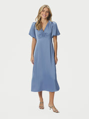 Illana Heavy Sateen Dress – 407 SMOKE BLUE