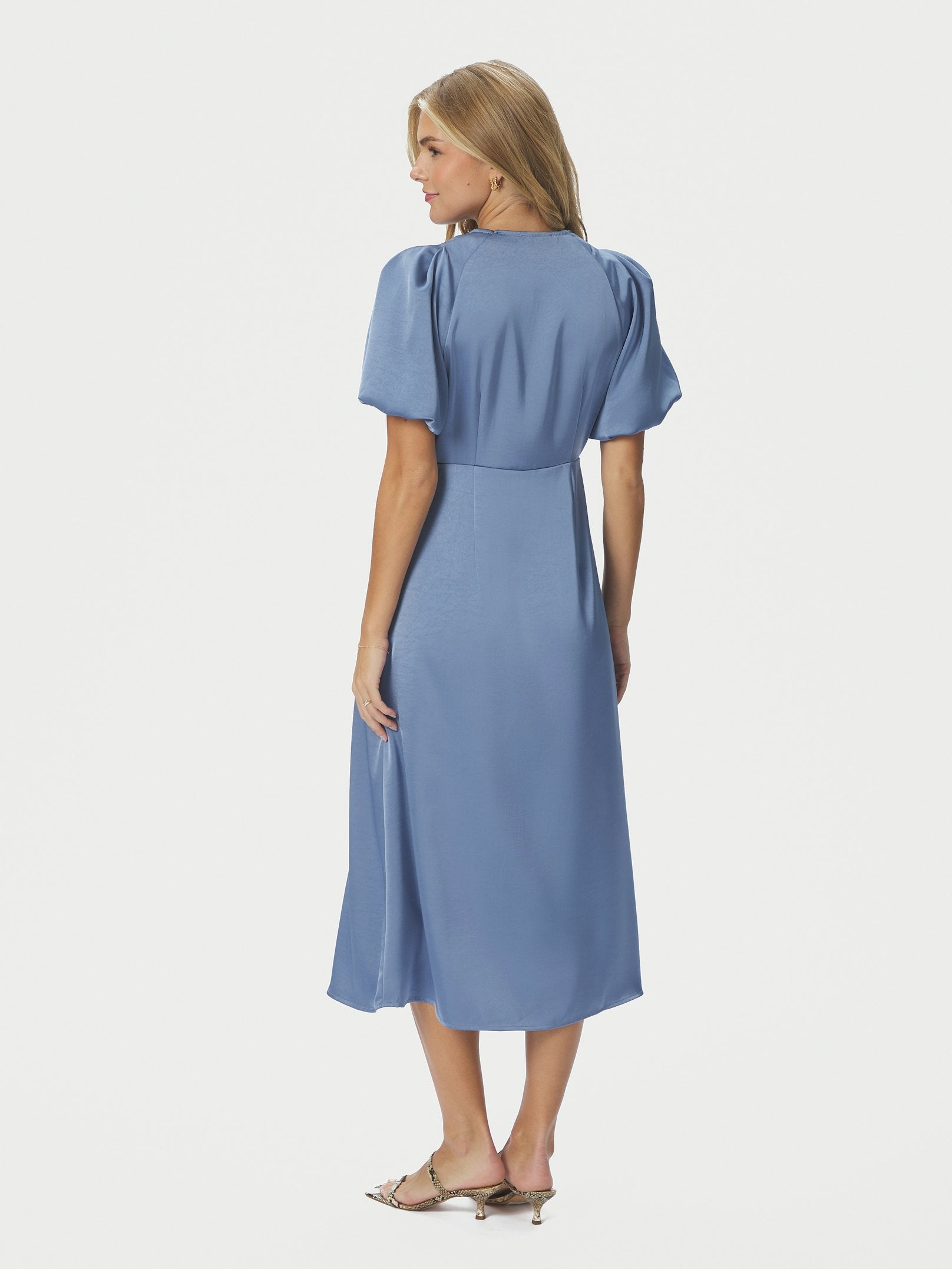 Illana Heavy Sateen Dress – 407 SMOKE BLUE