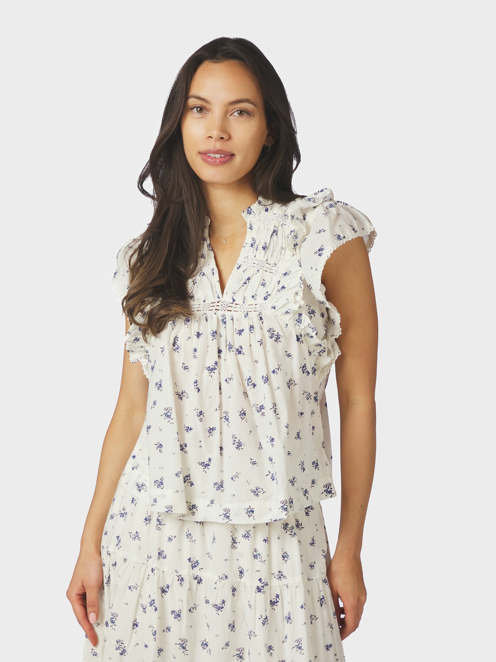 JAYLA SMALL BLOSSOM TOP 252 WHITE BLUE