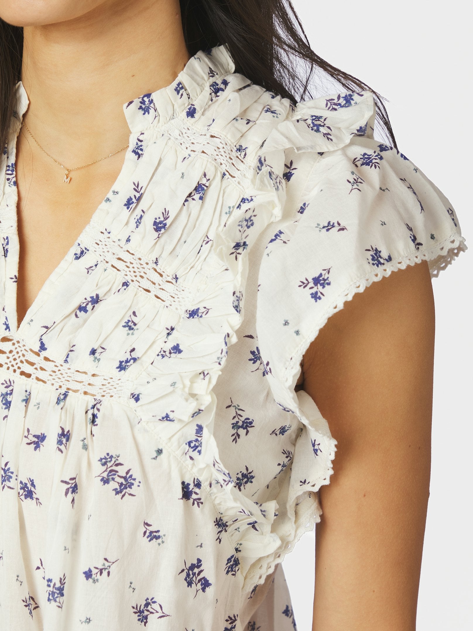 JAYLA SMALL BLOSSOM TOP 252 WHITE BLUE