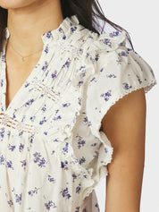 JAYLA SMALL BLOSSOM TOP 252 WHITE BLUE