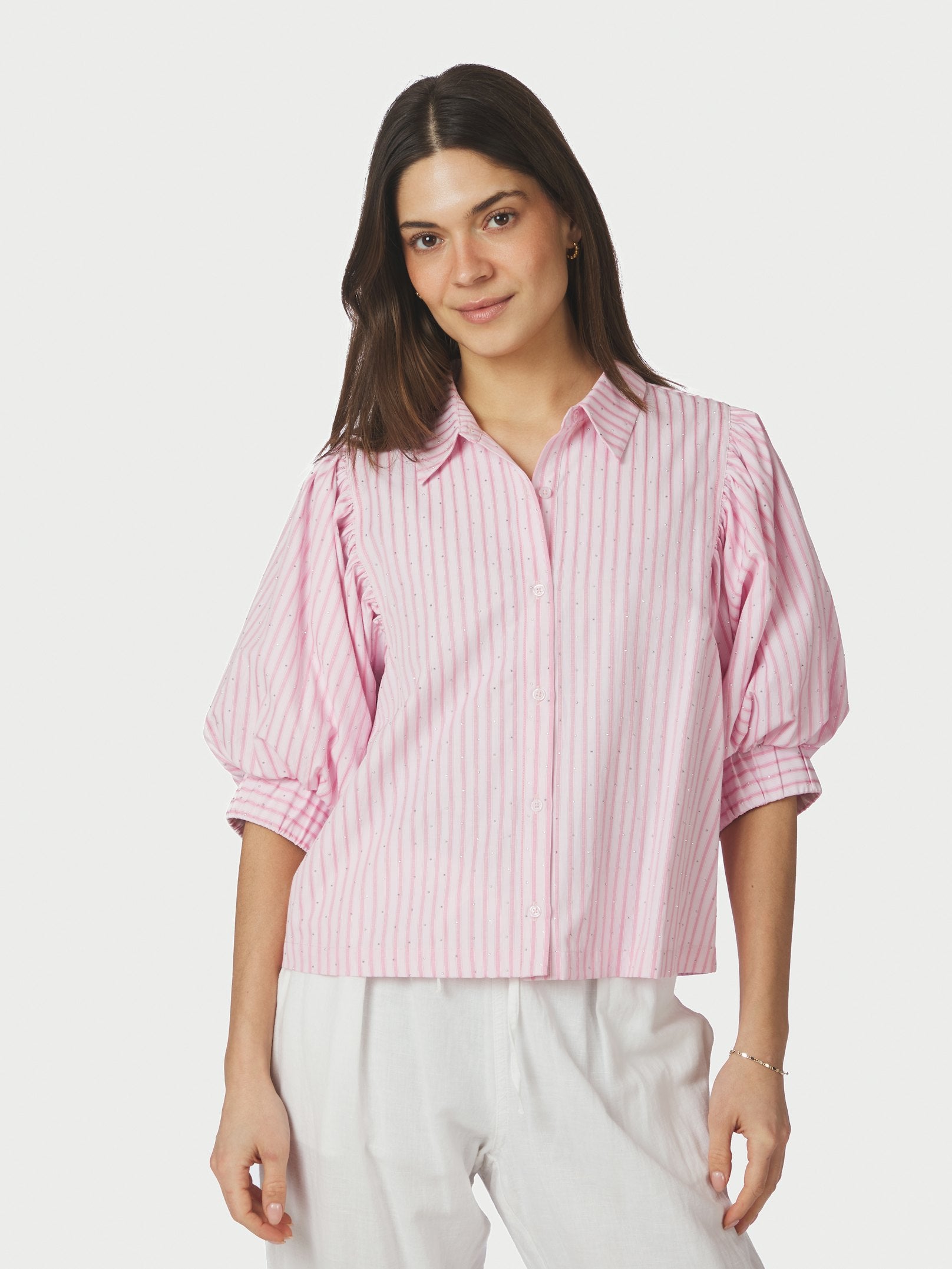 ETTA SOFT STRIPE STONE SHIRT 754 LIGHT PINK