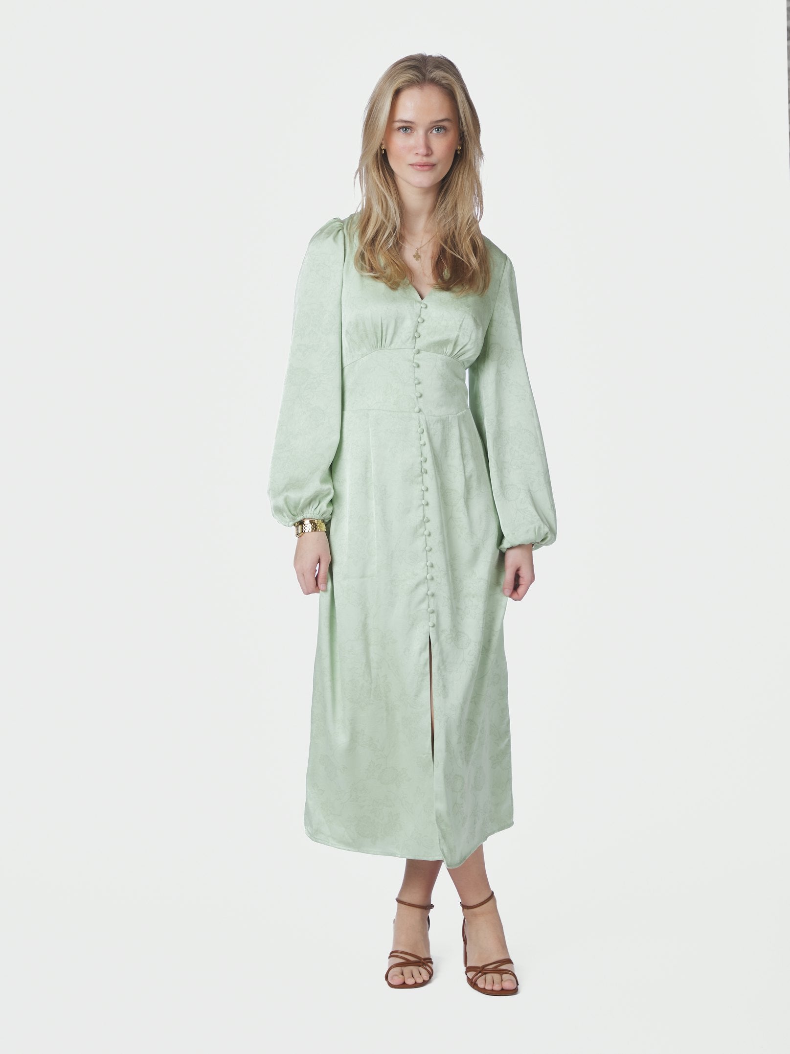 ALTO PATTERN SATEEN DRESS 154 LIGHT GREEN
