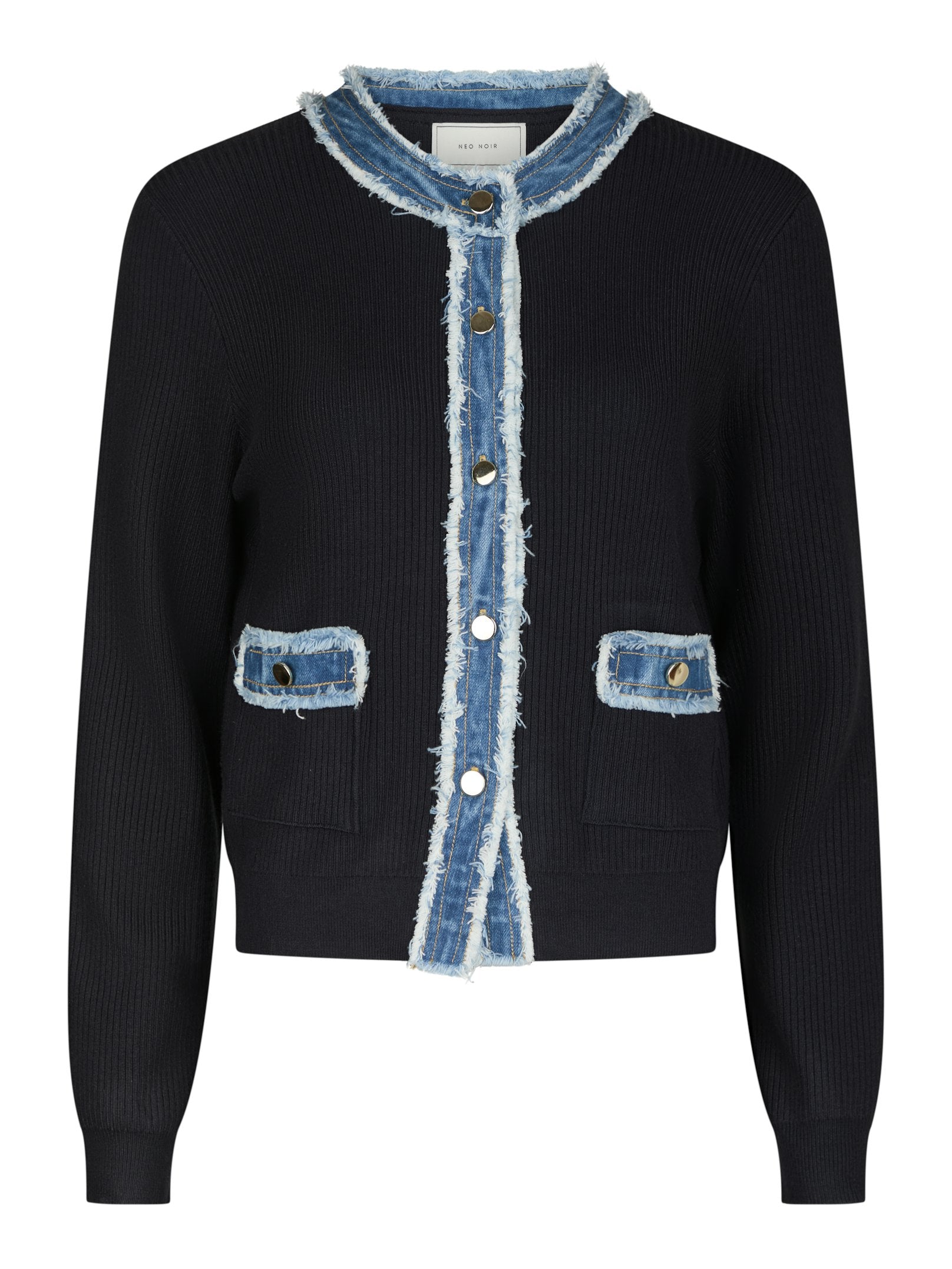 Zelma Knit Denim Cardigan – 141 NAVY