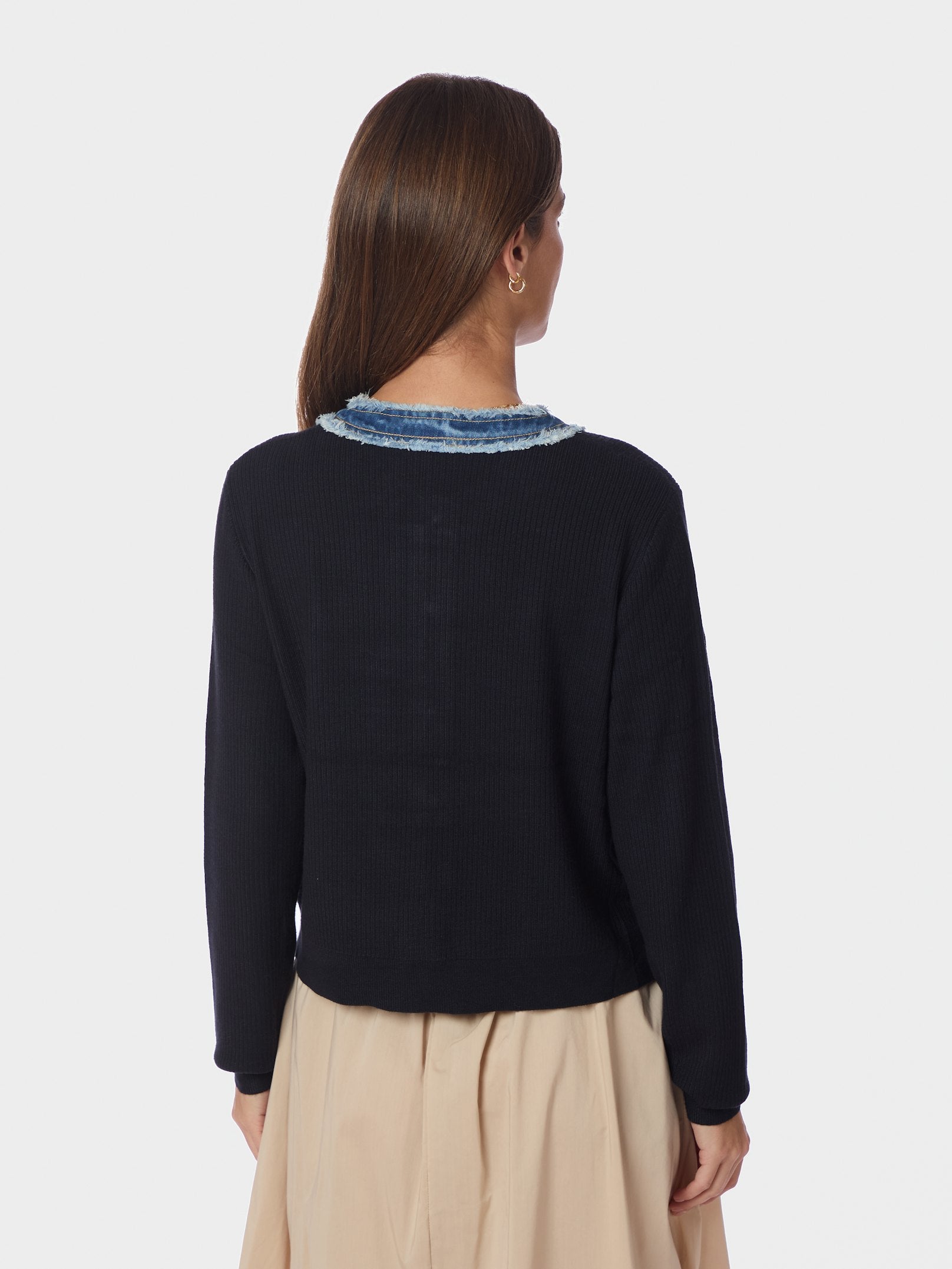 Zelma Knit Denim Cardigan – 141 NAVY