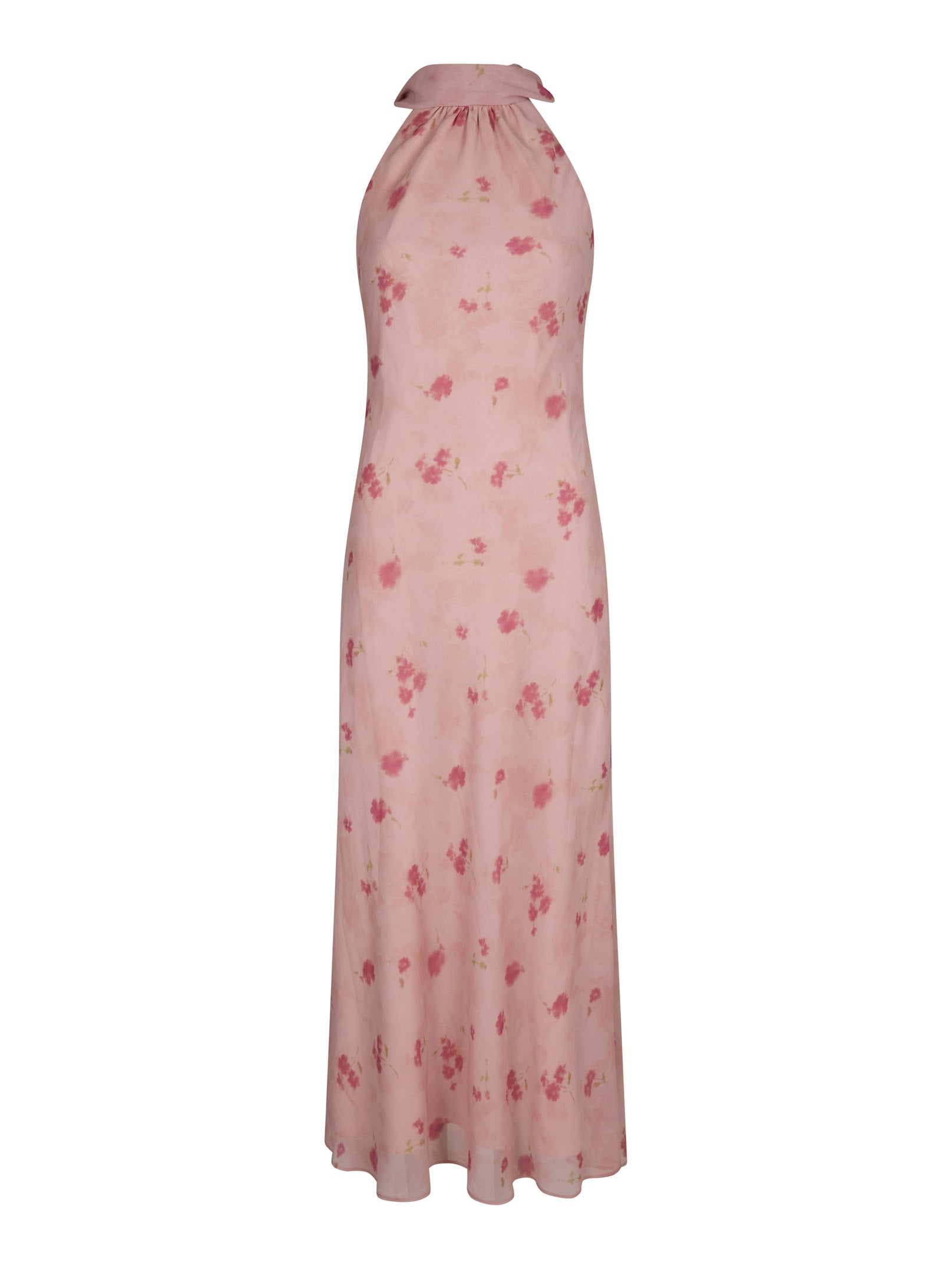 FIONA BLURRED FLOWER HALTER NECK DRESS 754 LIGHT PINK