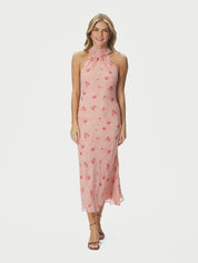 FIONA BLURRED FLOWER HALTER NECK DRESS 754 LIGHT PINK