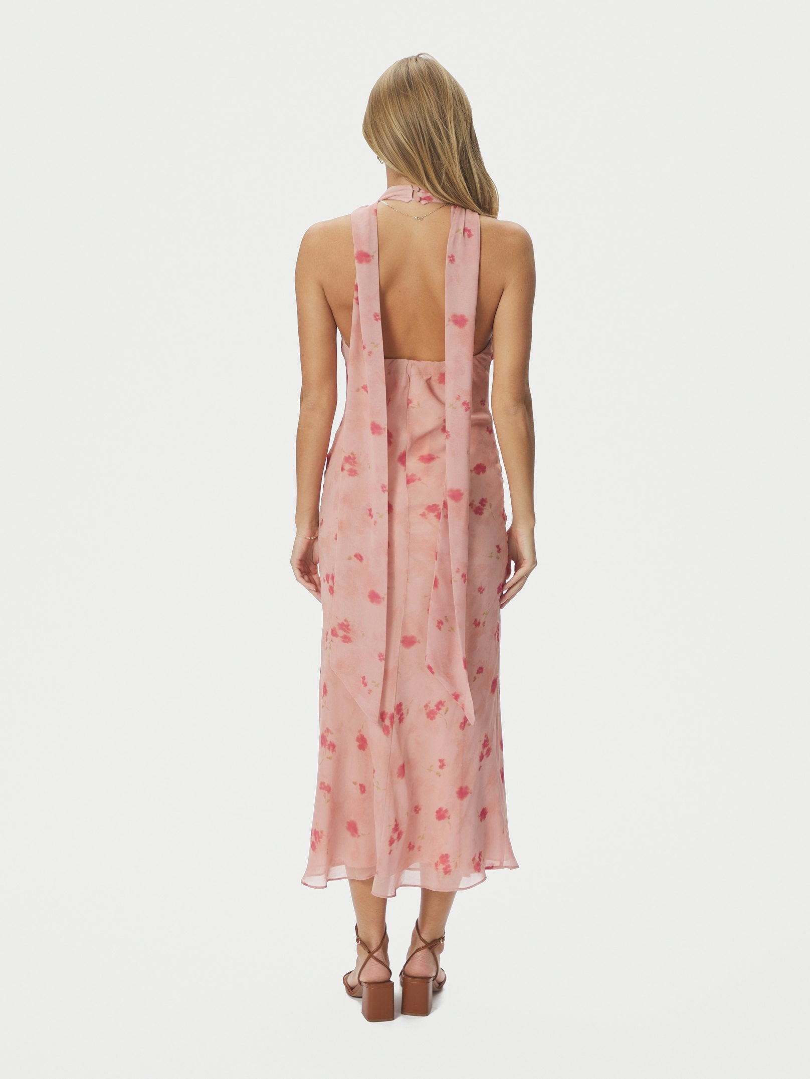 FIONA BLURRED FLOWER HALTER NECK DRESS 754 LIGHT PINK