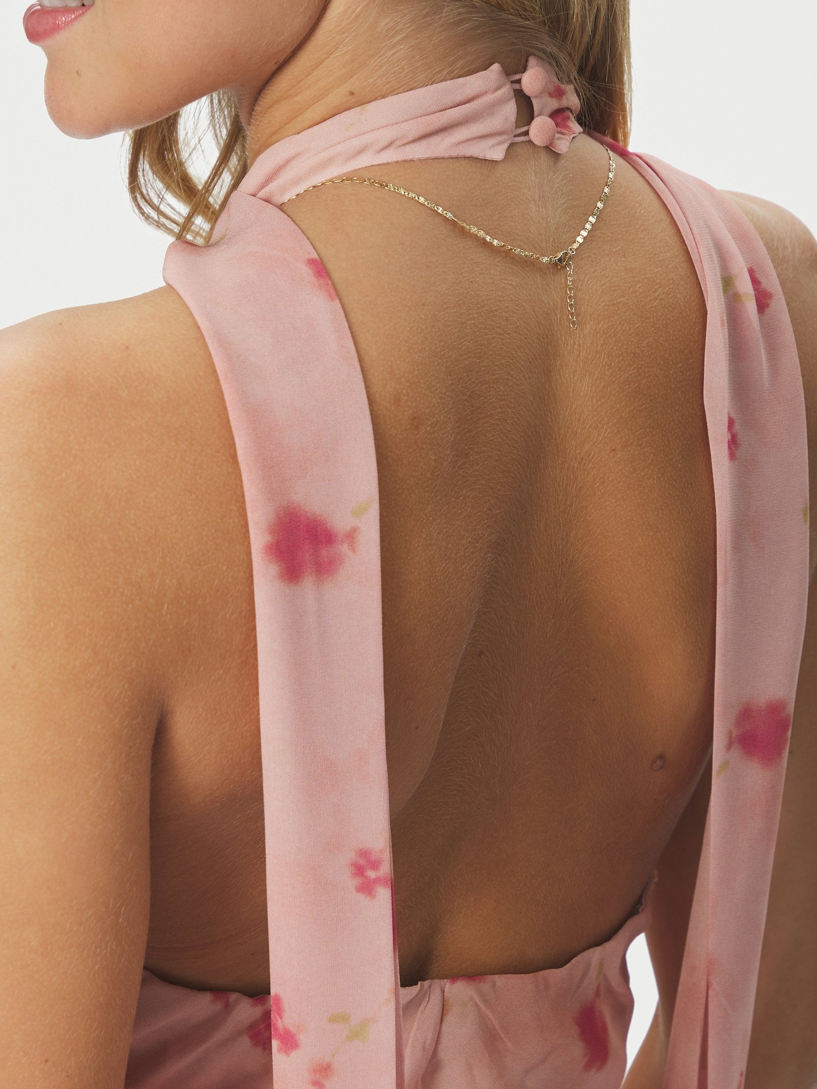 FIONA BLURRED FLOWER HALTER NECK DRESS 754 LIGHT PINK