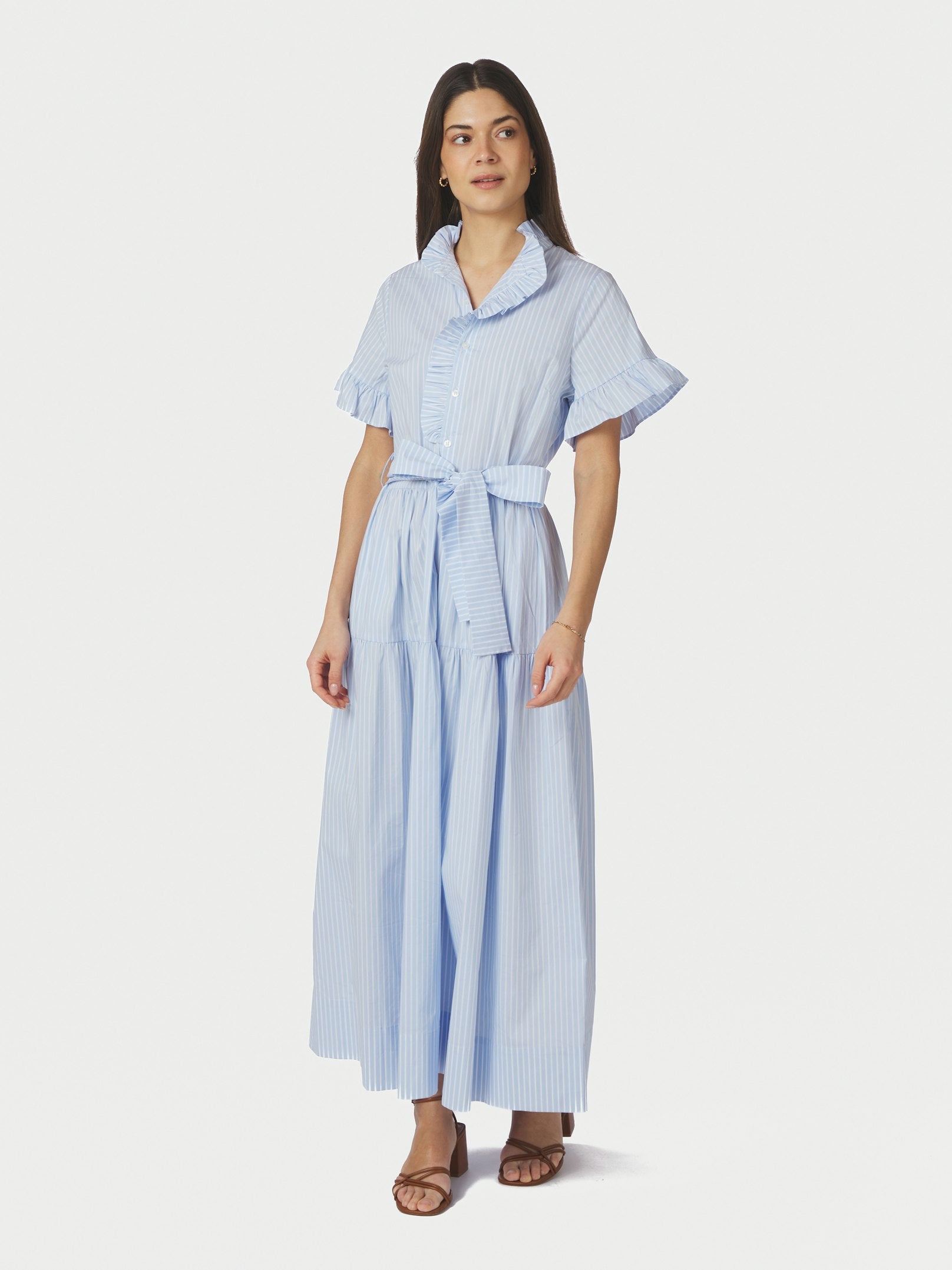 NELLIE SOFT STRIPE DRESS 145 LIGHT BLUE