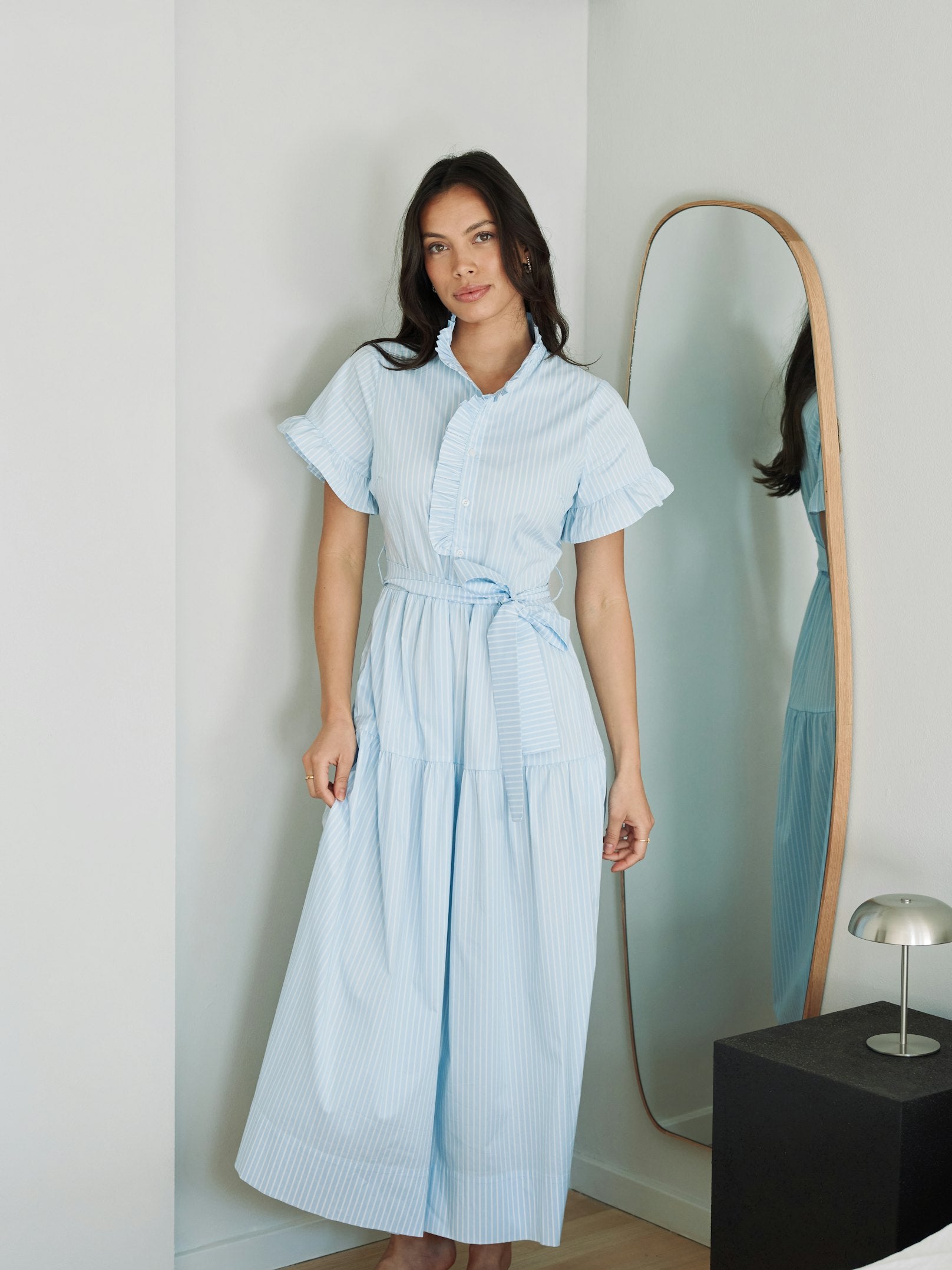 NELLIE SOFT STRIPE DRESS 145 LIGHT BLUE