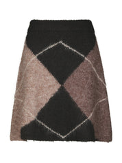 Gisa Check Fluff Knit Skirt – DARK BROWN