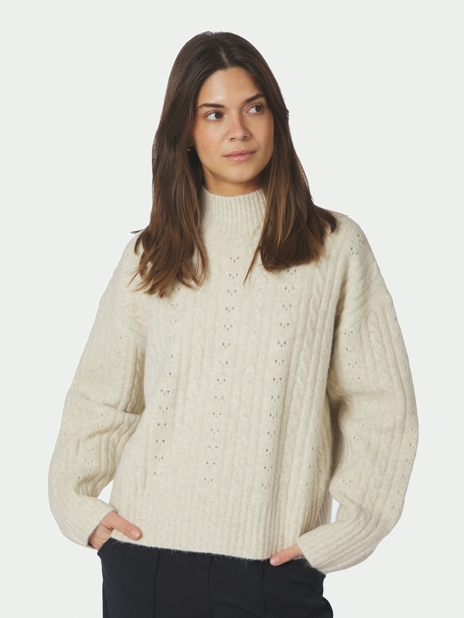 Anda Cable Knit Blouse – IVORY