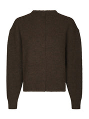 Dione Fluffy Knit Cardigan – BROWN MELANGE