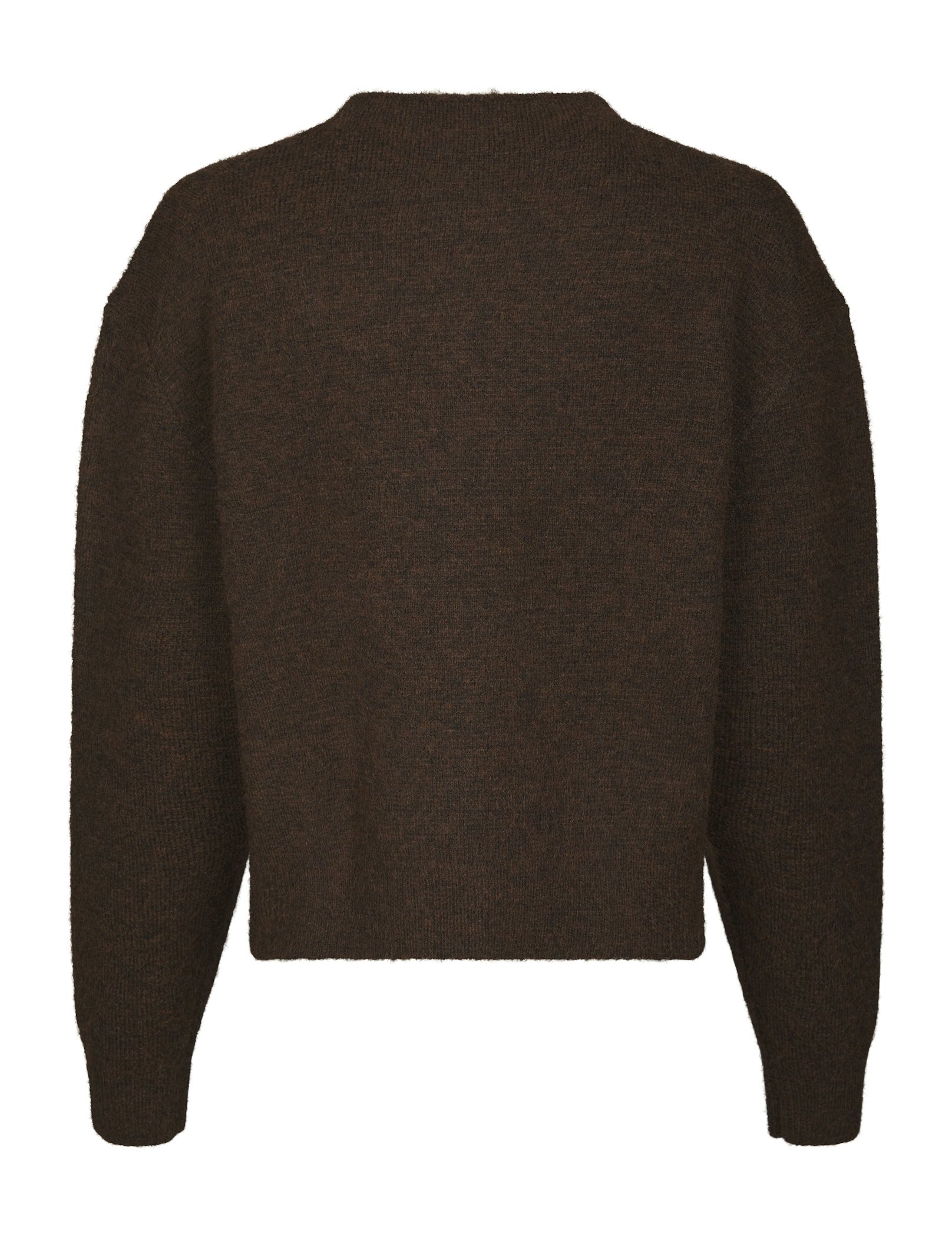 Dione Fluffy Knit Cardigan – BROWN MELANGE