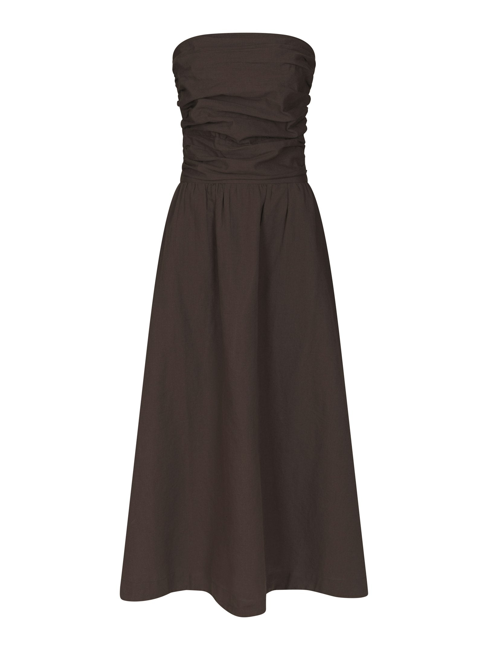 Kima Linen Dress – 676  DARK BROWN