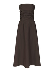 Kima Linen Dress – 676  DARK BROWN