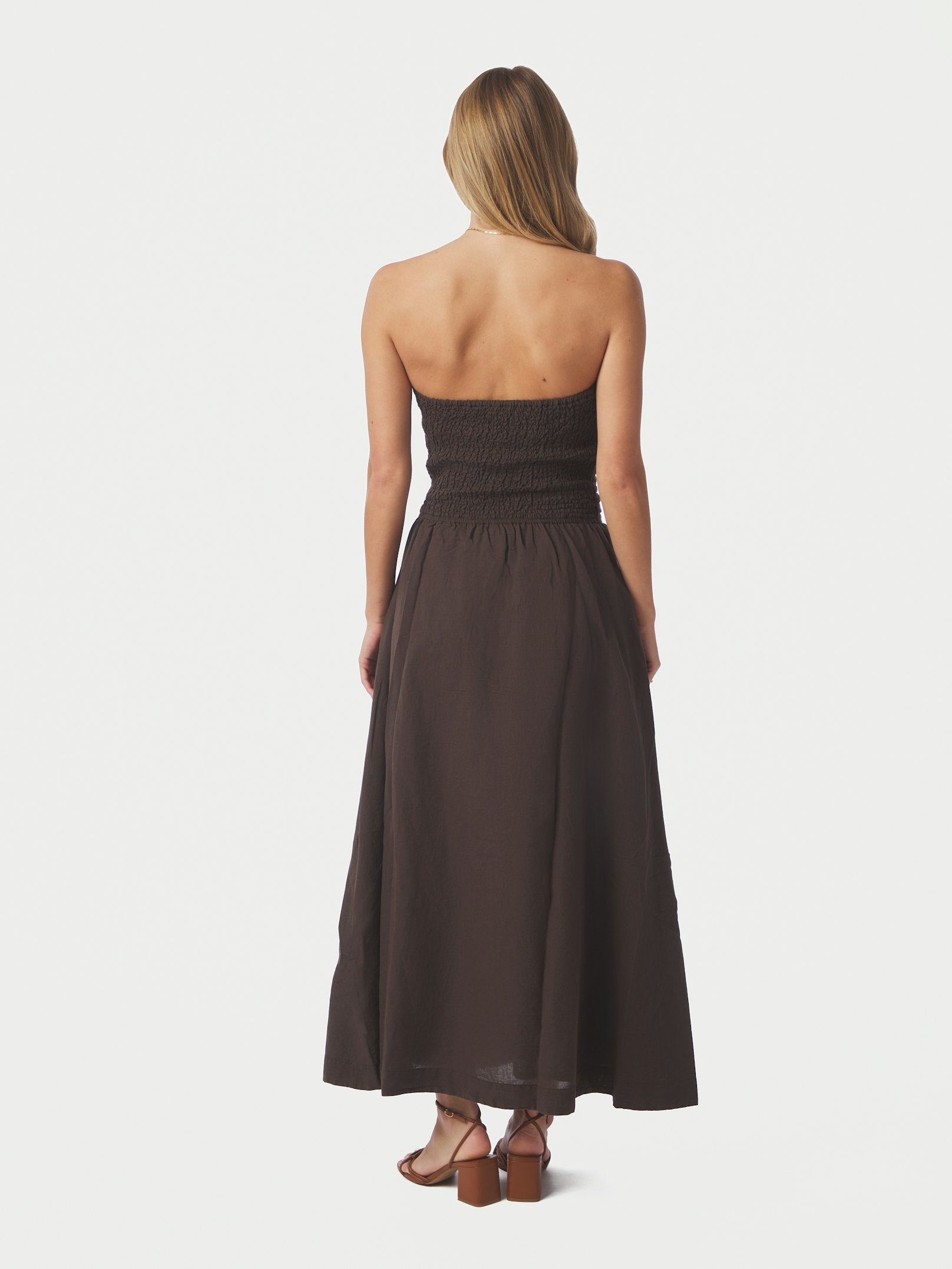 Kima Linen Dress – 676  DARK BROWN