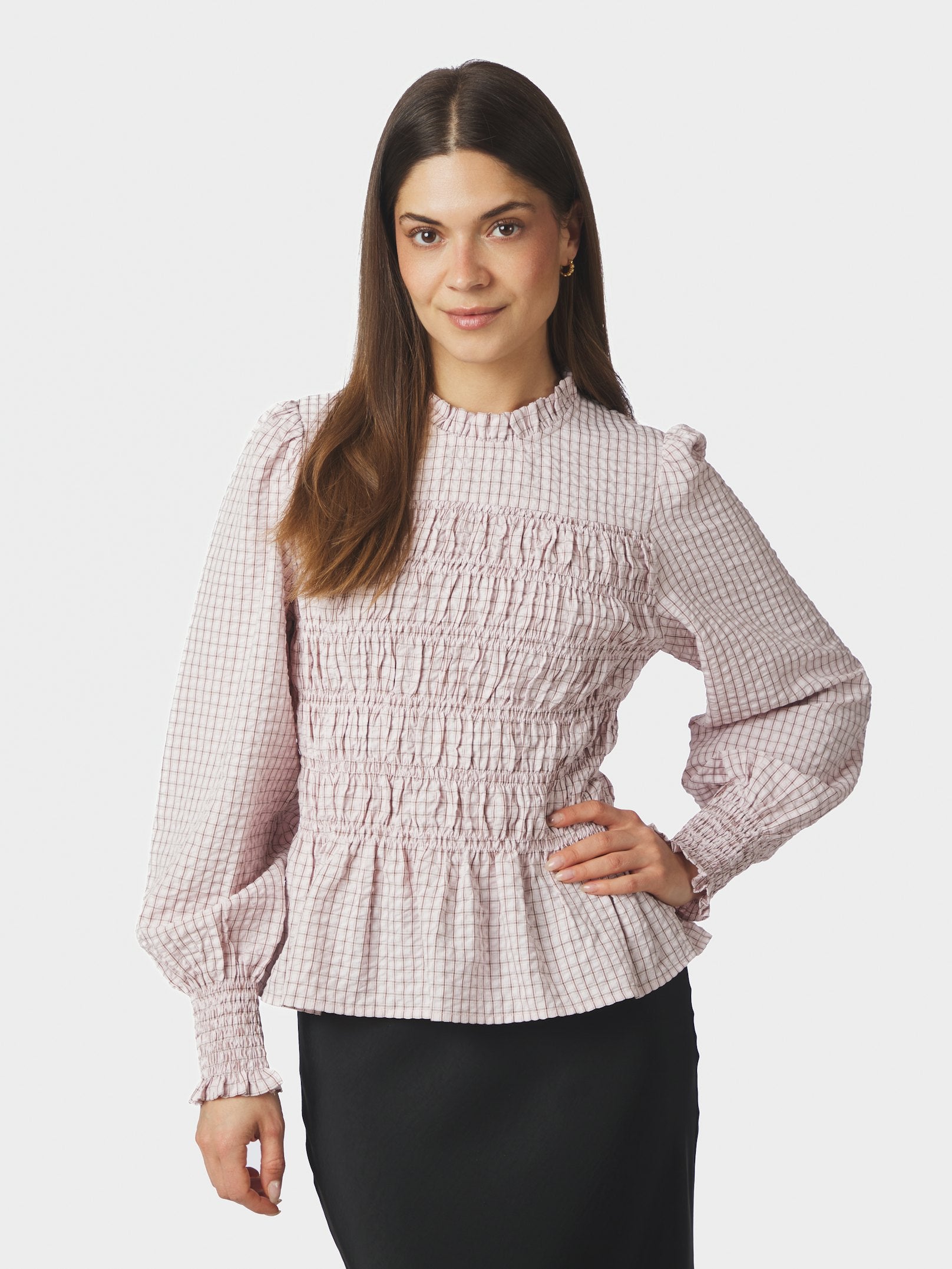 POSSA MINI CHECK BLOUSE 754 LIGHT PINK