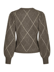Koteas Check Knit Cardigan – 214 TAUPE