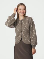 Koteas Check Knit Cardigan – 214 TAUPE