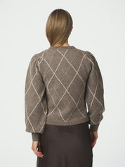 Koteas Check Knit Cardigan – 214 TAUPE
