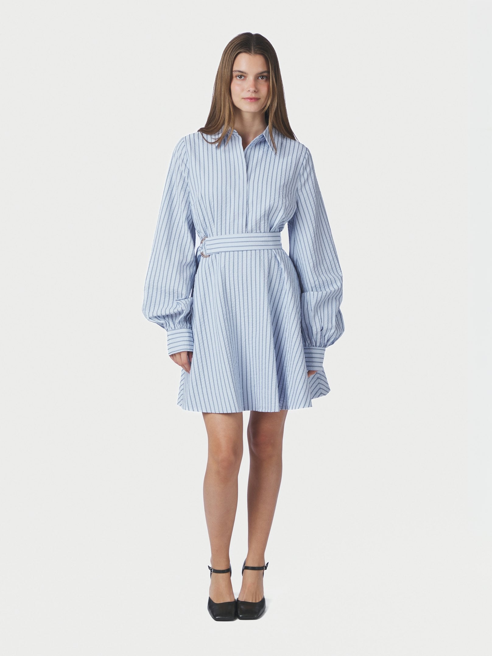 FELICE STRIPED CREPE DRESS 140 BLUE