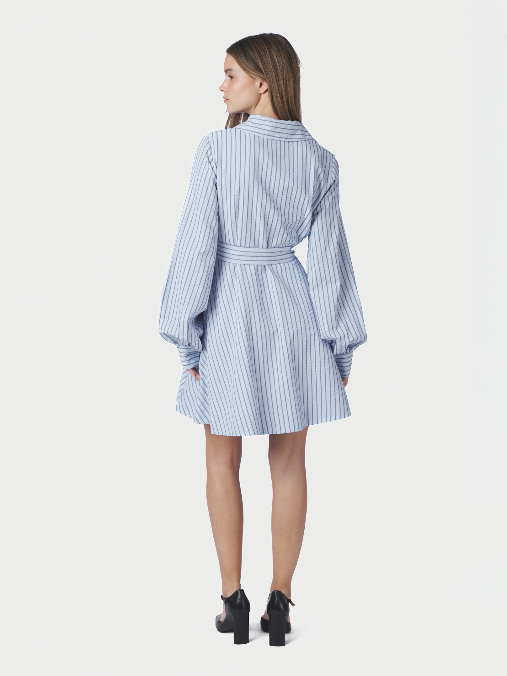 FELICE STRIPED CREPE DRESS 140 BLUE