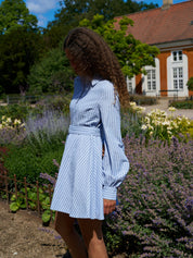 FELICE STRIPED CREPE DRESS 140 BLUE