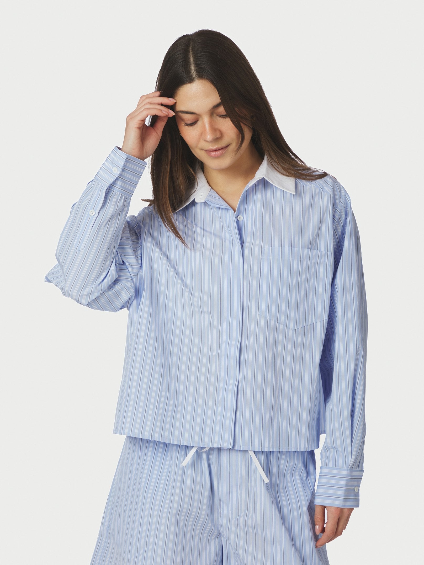 DELFIA STRIPE SHIRT 665 LIGHT BLUE