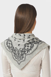 Adelina Paisley Knit Scarf - 133 GREY MELANGE