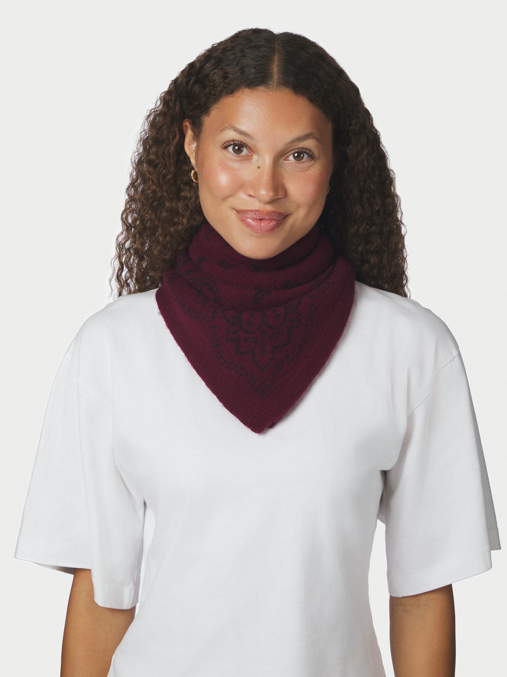 ADELINA PAISLEY KNIT SCARF 682 WINE