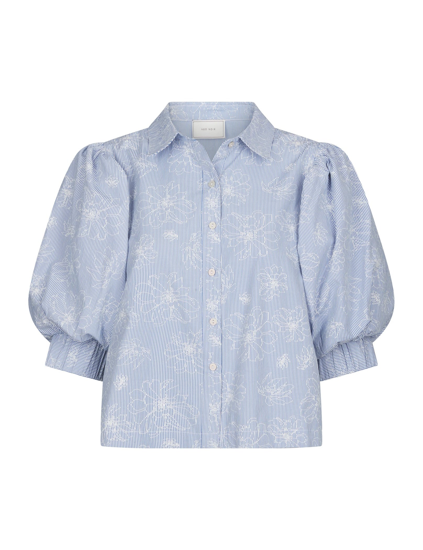 Etta Flower Stripe Shirt – LIGHT BLUE