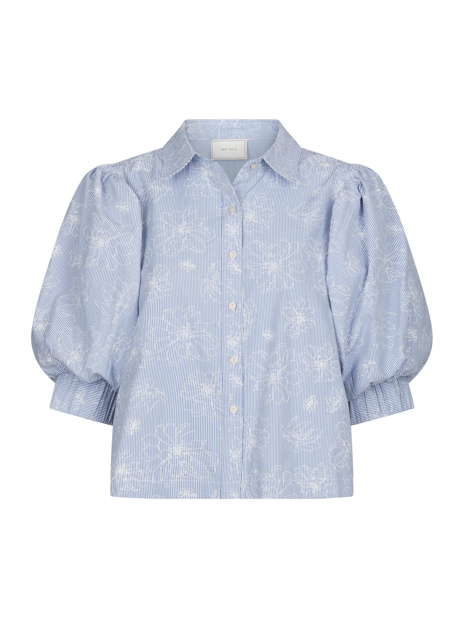 Etta Flower Stripe Shirt – LIGHT BLUE