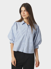 Etta Flower Stripe Shirt – LIGHT BLUE