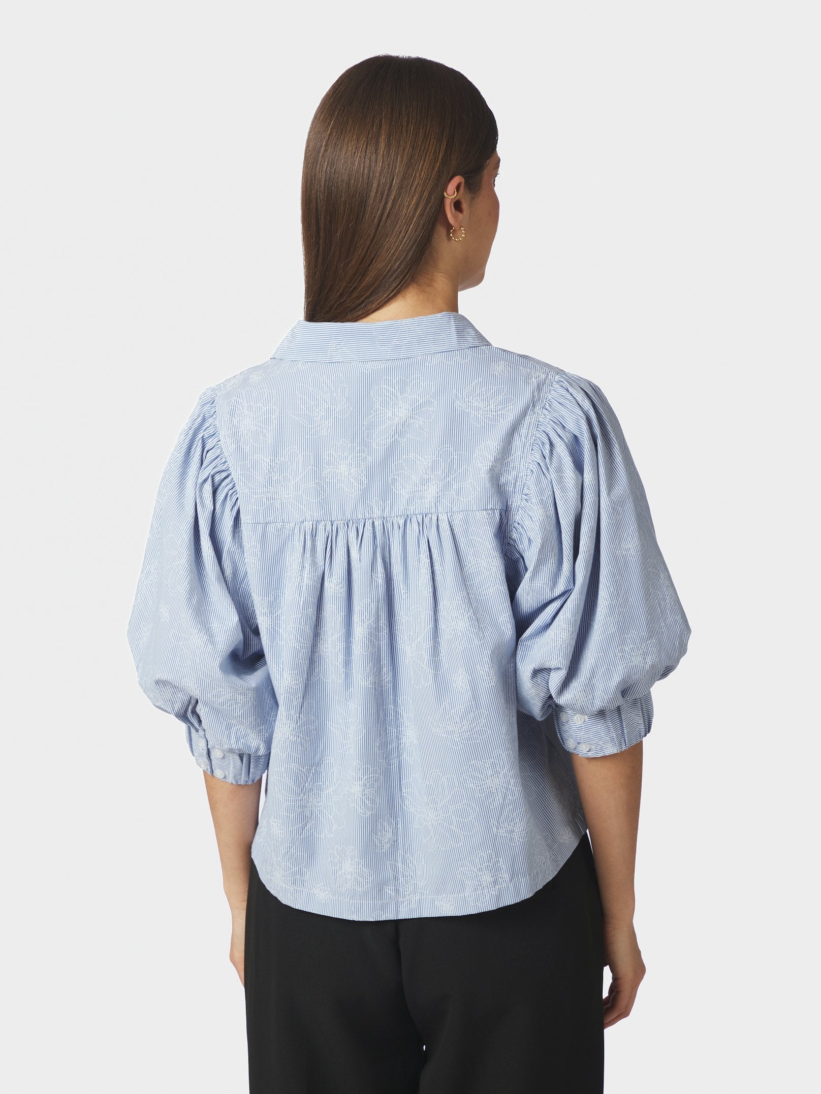 Etta Flower Stripe Shirt – LIGHT BLUE