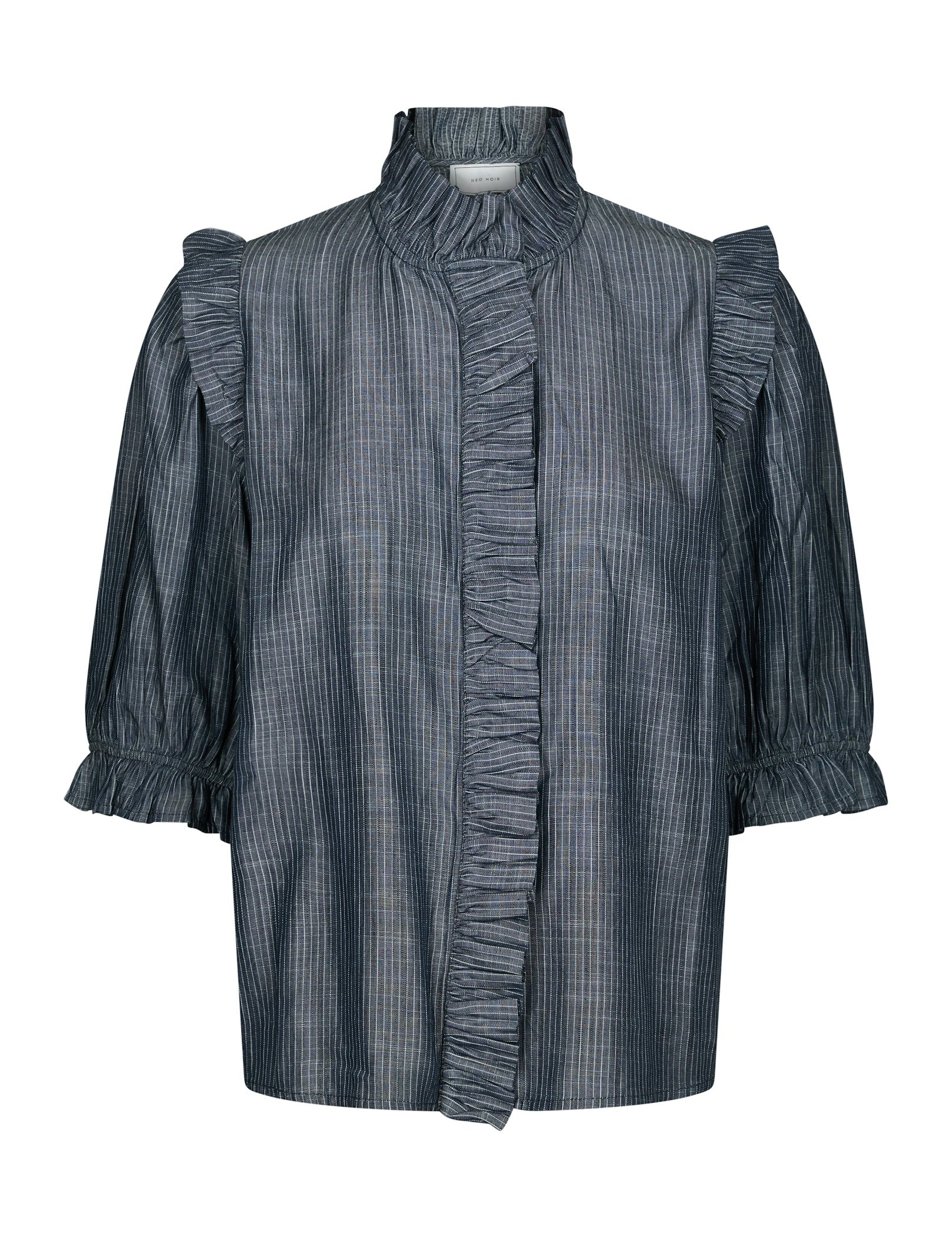 Chacha Chambray Stripe Blouse – DARK BLUE