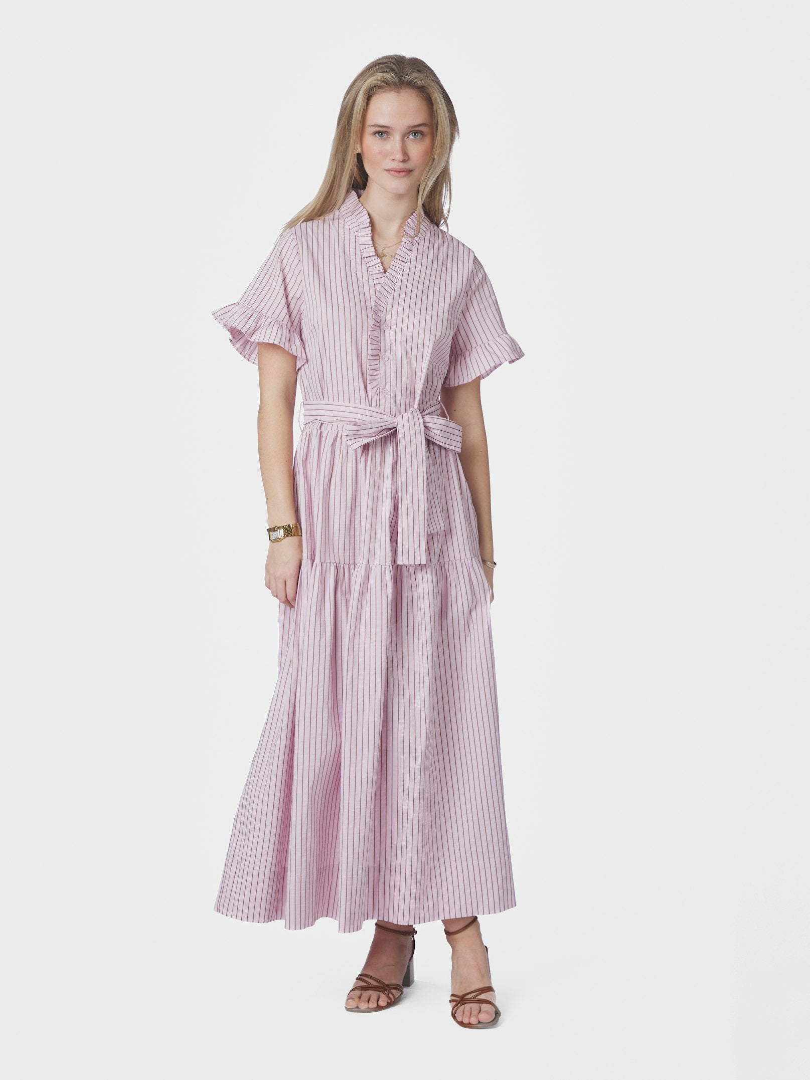 NESSIE STRUCTURE STRIPE DRESS 754 LIGHT PINK