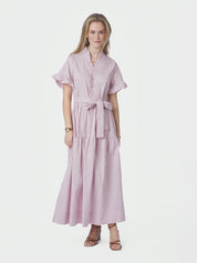 NESSIE STRUCTURE STRIPE DRESS 754 LIGHT PINK