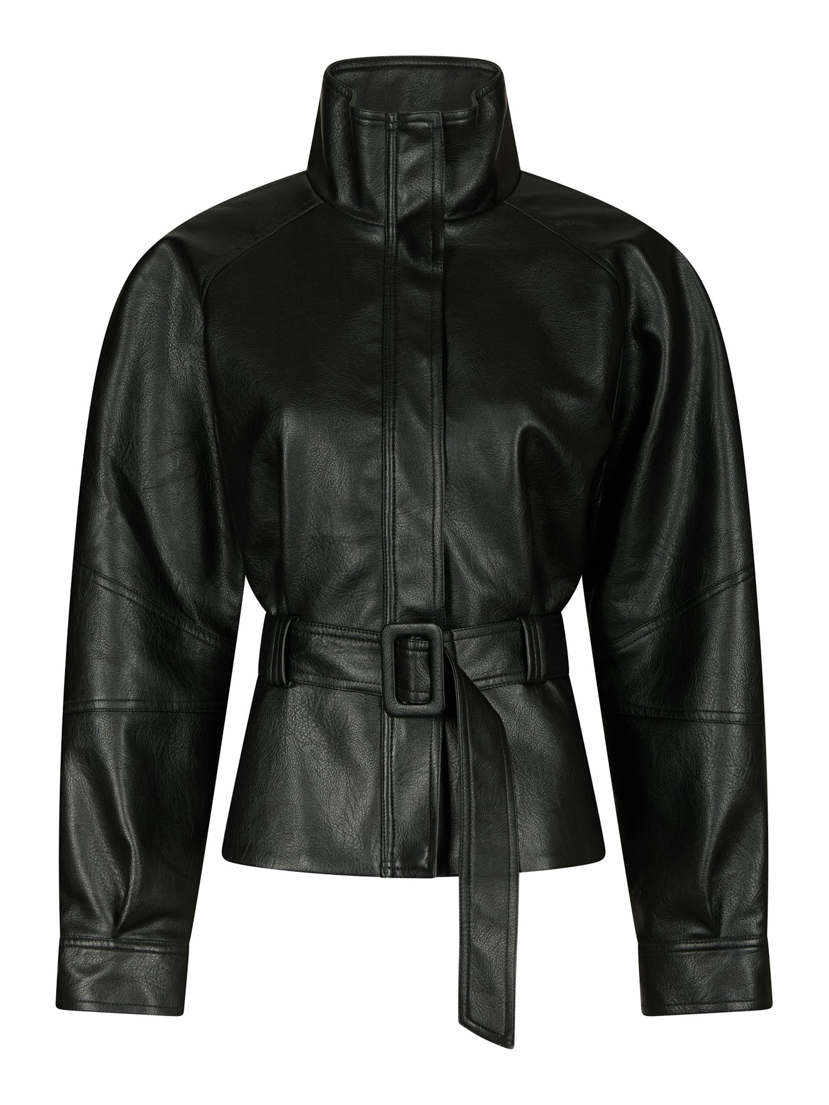 Jaclyn Faux Leather Jacket – BLACK