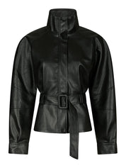 Jaclyn Faux Leather Jacket – BLACK