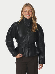 Jaclyn Faux Leather Jacket – BLACK