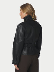 Jaclyn Faux Leather Jacket – BLACK