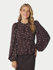 Delphine Flowerbunch Blouse – CHOCOLATE PLUM