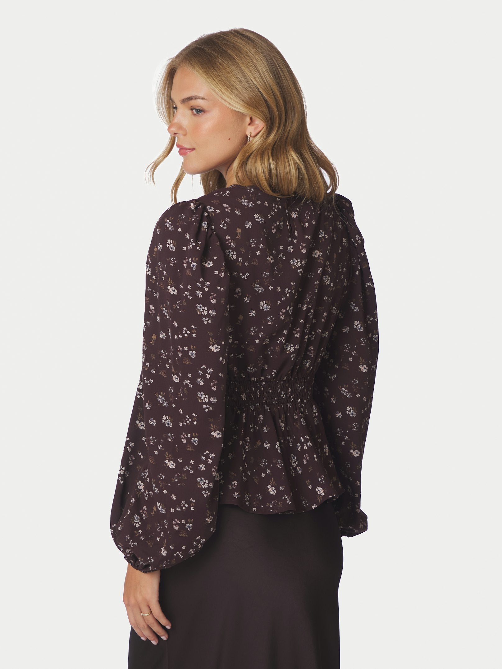 Delphine Flowerbunch Blouse – CHOCOLATE PLUM