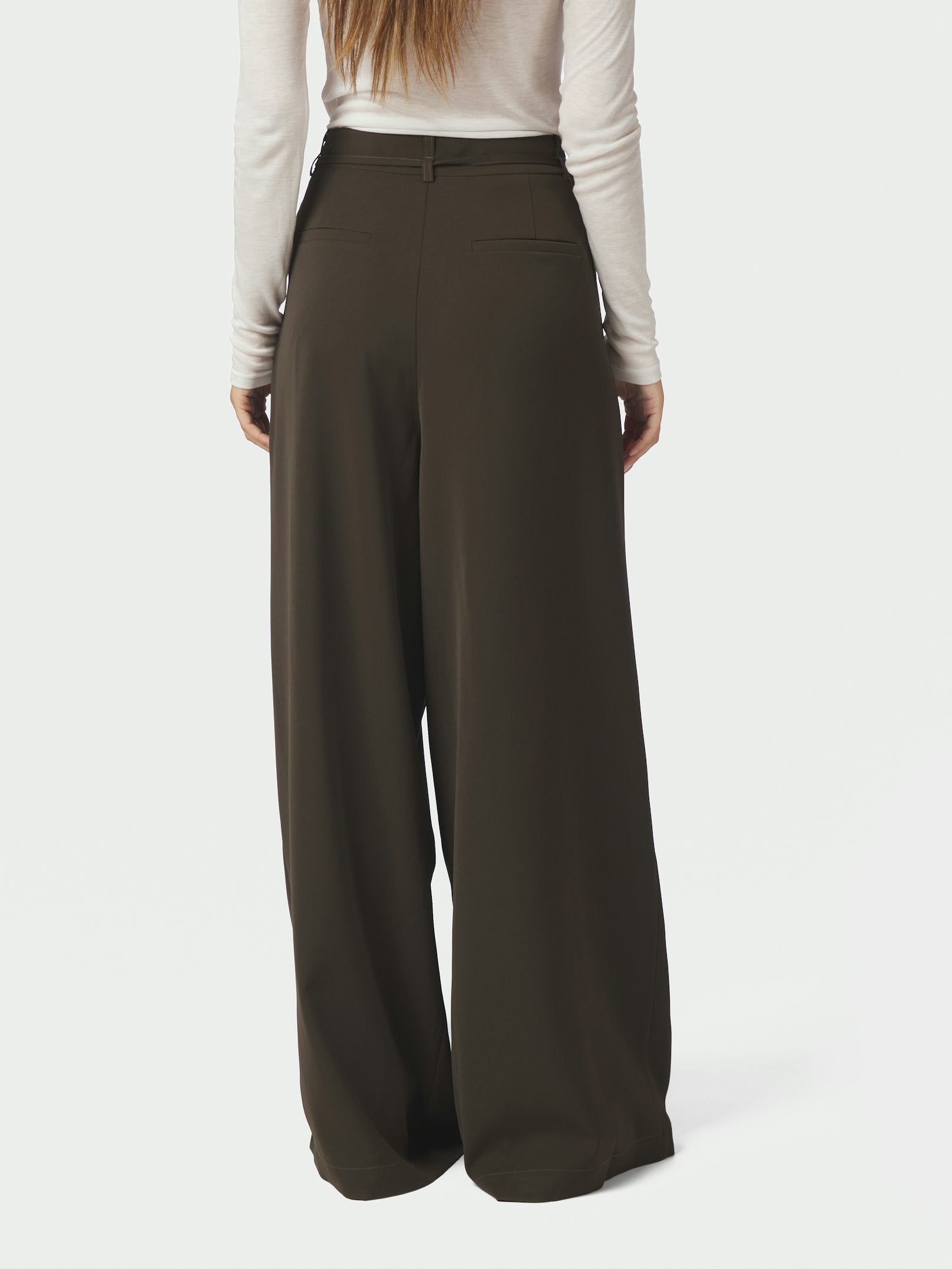 Eddina Woven Pants – DARK BROWN