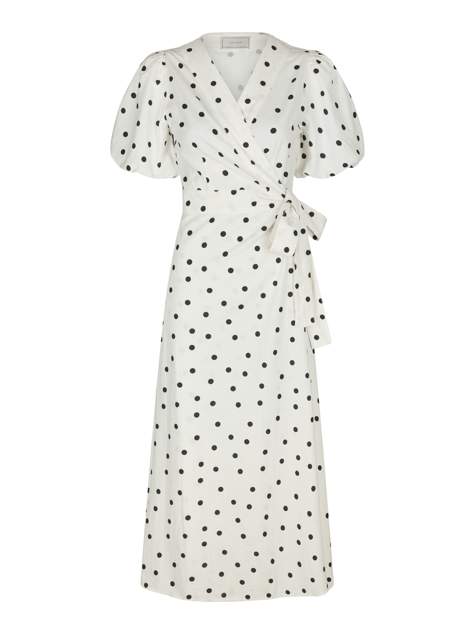 CLARINE LINEN DOT DRESS 120 WHITE